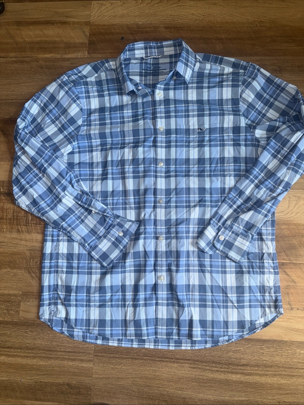 Vineyard Vines on the go Men's Blue Plaid Button-Down Shirt Large